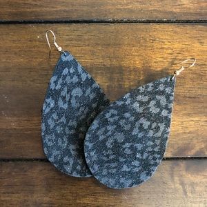 Sparkle Cheetah Print Leather Earrings